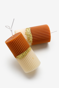 Ombre Gold Leaf Pillar Candles - short