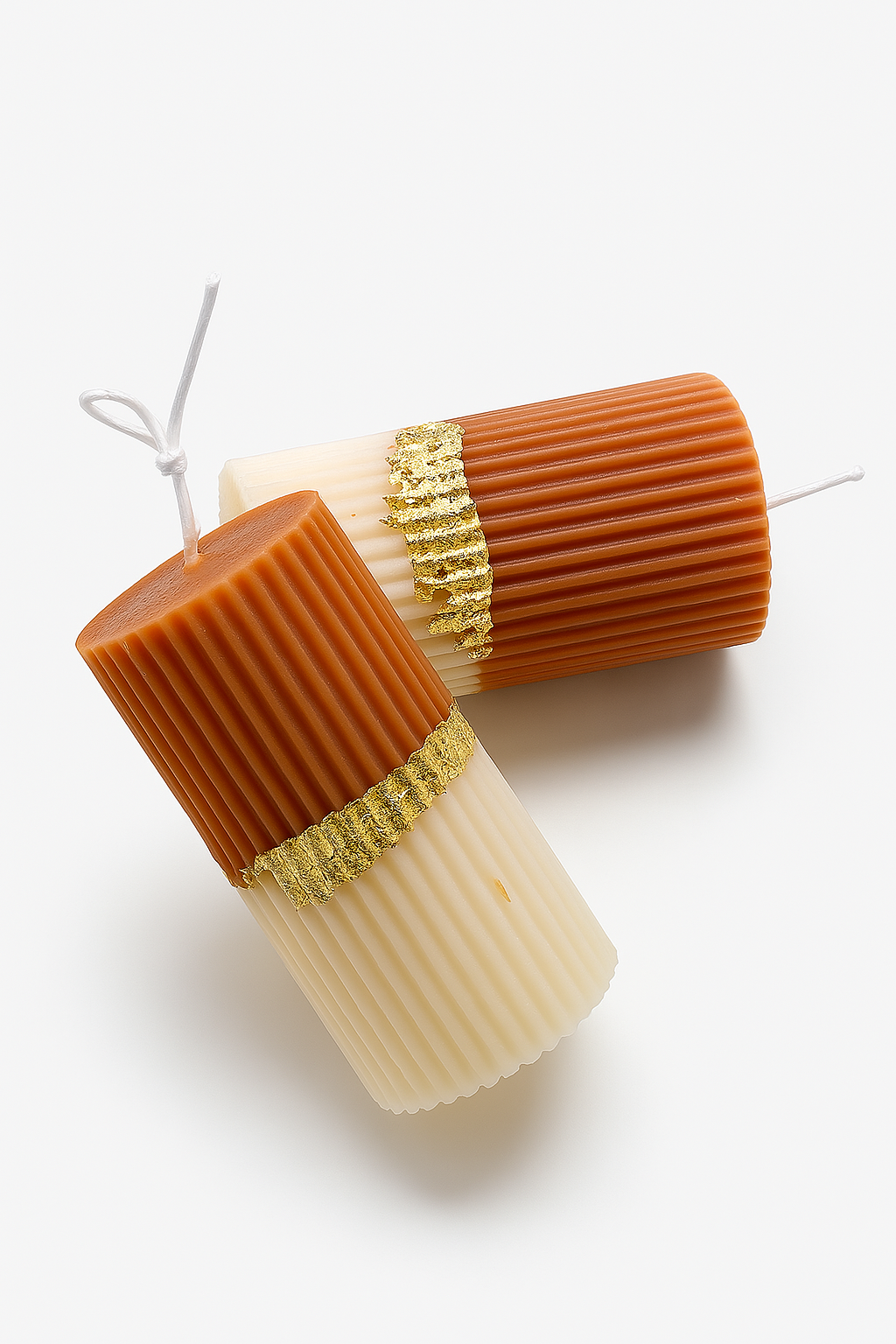 Ombre Gold Leaf Pillar Candles - short